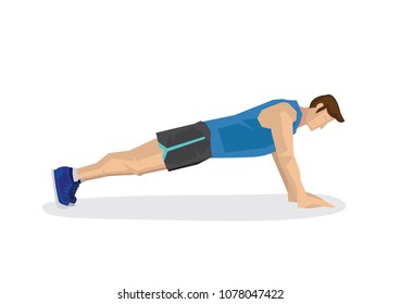 Illustration of a strong man exercising. Concept of healthy fitness. Vector illustration.