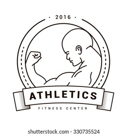 Illustration of a strong man logo in vintage style