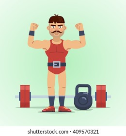 Illustration of a strong man posing