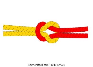 Illustration for Strong Relationship / Cooperation, Red and Brown Rope, at White Background
