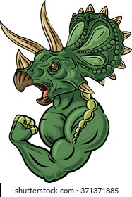 Illustration of strong triceratops character isolated on white background