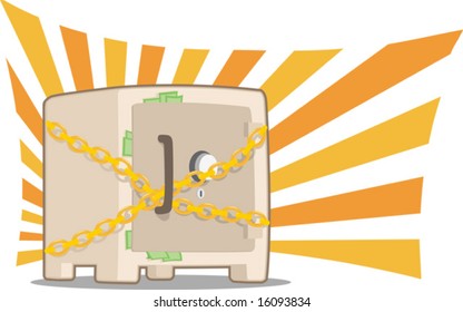 Illustration of Strongbox twisted by chain