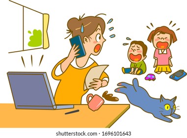 
Illustration of struggling remote work.