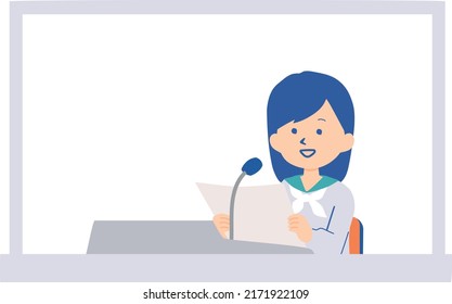 Illustration Of A Student Broadcasting In The School , School Radio Club