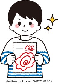 Illustration of a student getting a perfect score on a test.