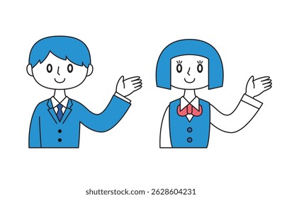Illustration of a student giving a tour (with main lines)