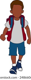 illustration of a student going to school carrying a backpack