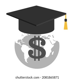 Illustration of a student hat with a globe.