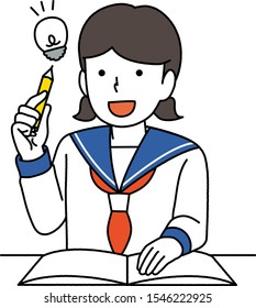 Illustration of a student having an idea