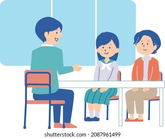 Illustration Of A Student Having A Tripartite Interview