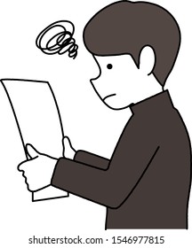 Illustration of student looking at print