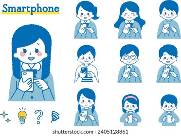 Ilustración de un estudiante que opera un smartphone.