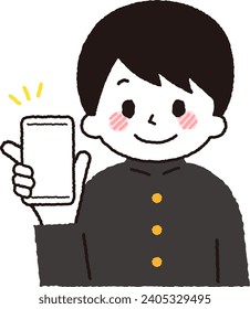 Illustration of a student operating a smartphone.
