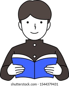 illustration of a student reading a book