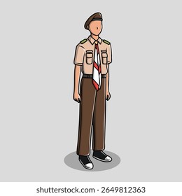 Illustration of a student in a scout's uniform