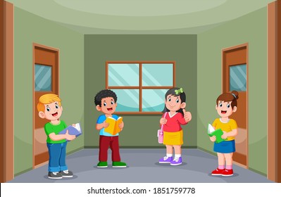 The illustration of the student standing and holding their own book in their hands