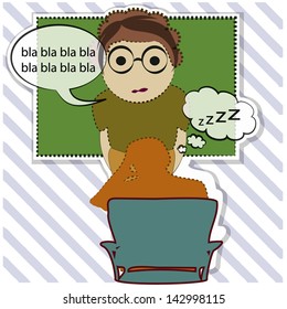 illustration of student teacher explaining issue with sleeping in class