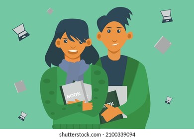 illustration of a student wearing a mask preparing to go to university to study