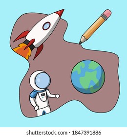 illustration of a student who dreams of becoming an astronaut