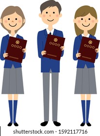 Illustration of students attending the graduation ceremony.