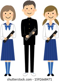 Illustration of students attending the graduation ceremony.