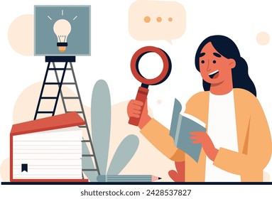 Illustration of Students Doing Journal Research