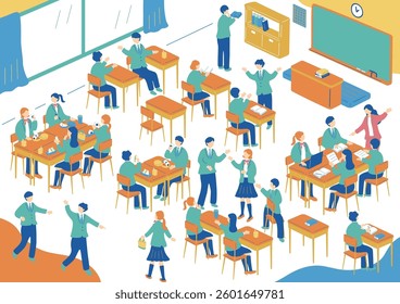 Illustration of students enjoying school life