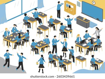 Illustration of students enjoying school life