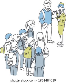 Illustration of students heading for a school trip