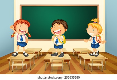 Illustration of students standing in the classroom