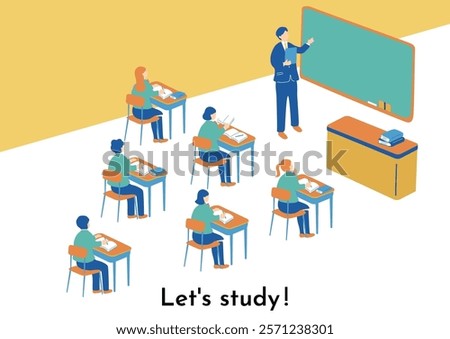 Illustration of students studying together in a classroom