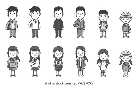 Illustration of students of various generations