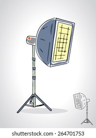illustration of studio soft box with a black outline isolated on white 