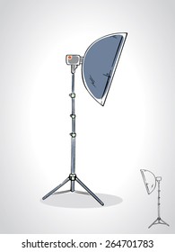 illustration of studio soft box with a black outline isolated on white 