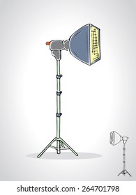 illustration of studio soft box with a black outline isolated on white 