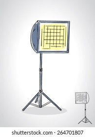 illustration of studio soft box with a black outline isolated on white 