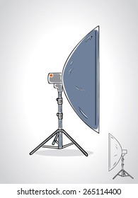 illustration of studio strip box with a black outline isolated on white