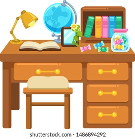 Illustration Of Study Desk And Chair