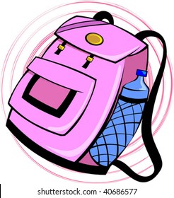 Illustration of study equipments bag and bottle	