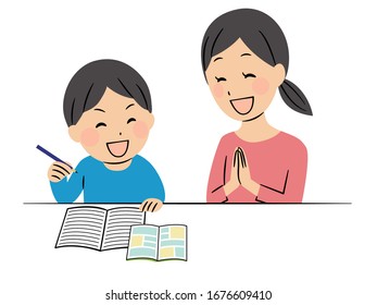 illustration of studying elementary school students