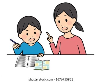 illustration of studying elementary school students