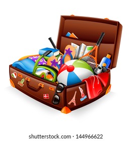 Illustration of a stuffed suitcase - ready for vacation