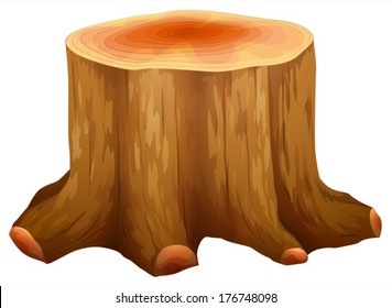 Illustration of a stump of a big tree on a white background