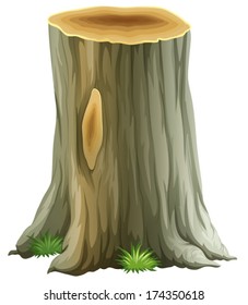 Illustration of a stump with roots on a white background