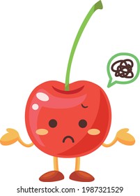 Ilustración de un personaje de cereza asombrado