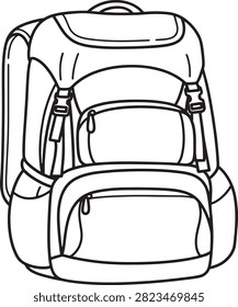 Illustration of a sturdy backpack featuring pockets and adjustable straps for carrying essentials.
