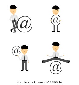 Illustration in the style of comics with a man and e-mail.