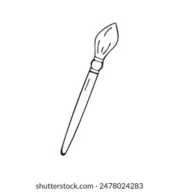 Una ilustración al estilo de garabatos con una Imagen de un pincel sobre un fondo blanco.