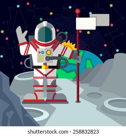Illustration in style flat about outer space.