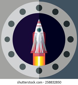 Illustration in style flat about outer space.